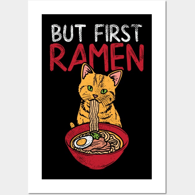 Cat Eating Ramen Wall Art by maxdax